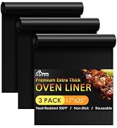 HOTEC 3 Pack Heavy Duty Oven Liners for Bottom of Oven, 17"x25" Large Heat Resistant 500°F Non-St...