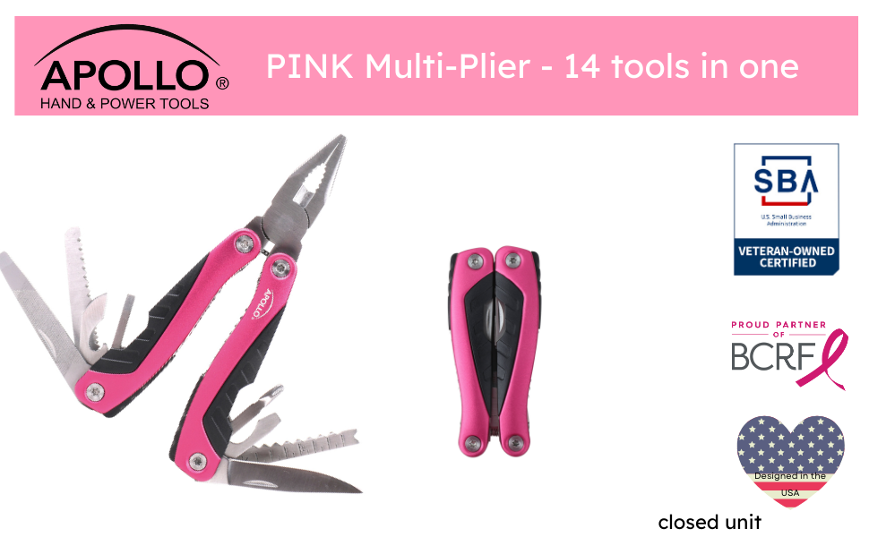 Apollo Tools pink multi tools 14 in one