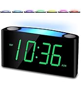 Alarm Clock for Bedroom, 7.5" Large Display LED Digital Clock with 7 Color Night Light,USB Phone ...