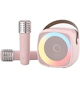 Mini Kids Karaoke Machine,Speaker Karokee Machine with Bluetoot and 2wireless Microphone for Adul...