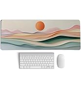 PaJiaNi Aesthetic Boho Abstract Sunset Mouse Pad,XL Large Minimalist Pastel Layered Landscape Des...