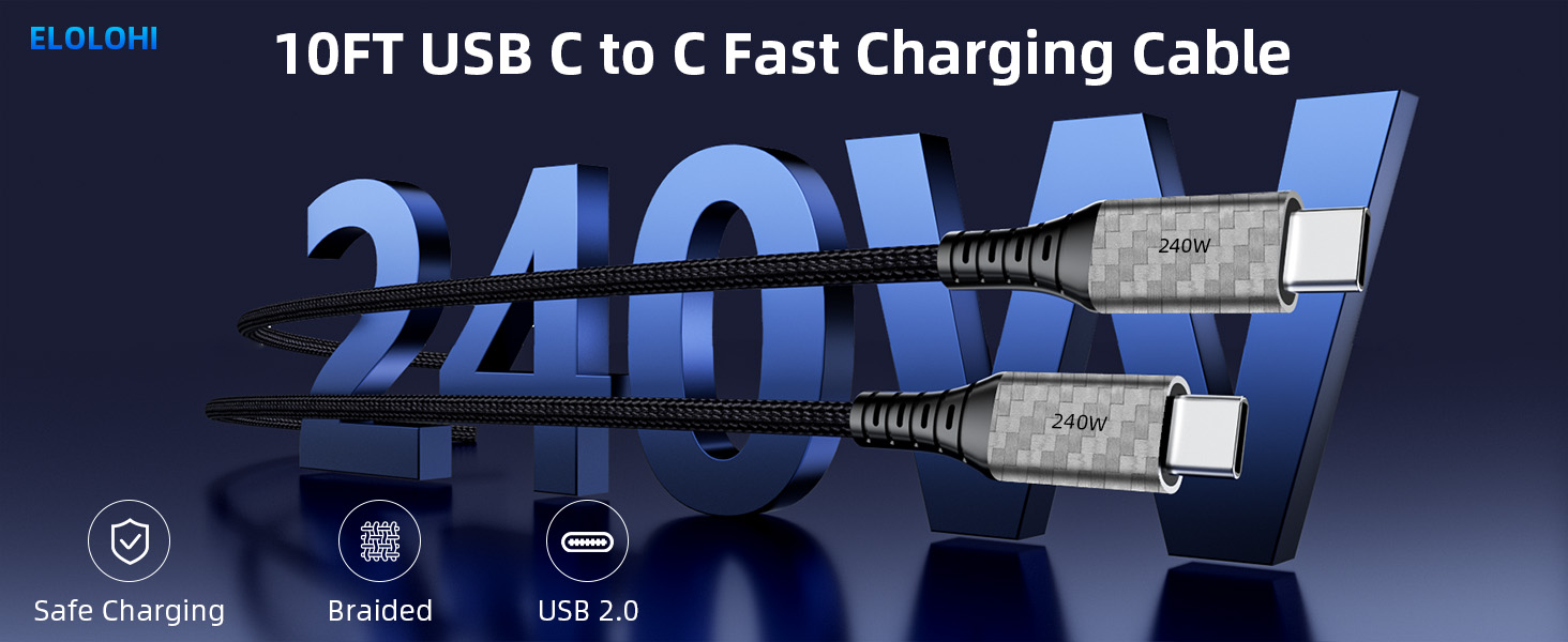 240W USB C to USB C Fast Charging Cable