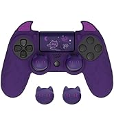 PlayVital Cute Demon Controller Skin for ps4 with Thumb Grips &amp; Stickers, Kawaii Anti-Slip Silico...