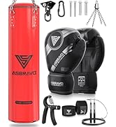 ASBRAVO Punching Bag for Adults, 4ft PU Heavy Boxing Bag Set 12OZ Gloves for MMA Muay Thai Kickbo...