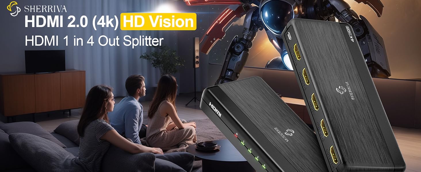 4 way hdmi splitter HDMI 2.0 HD Vision