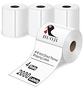 HUOJI 4x6 Direct Thermal Shipping Labels, 4 Rolls 2000 Labels, Compatible with Rollo, Zebra, MUNB...