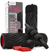 5 in 1 Foam Roller Set Muscle Massage Foam Ripple Roller for Deep Tissue Massage of The Back and ...