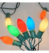 Vintage C9 LED Christmas Lights Outdoor Multicolor, 25FT C9 Retro Christmas String Lights with 25...
