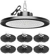 ELEKICO Upgrade 350w Led Shop Lights, 6 Pack Super Bright 52500lm 5000k UFO Led High Bay Light, H...