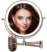 Rechargeable Lighted Magnifying Makeup Vanity Mirror Wall Mounted 8 inch 1X/10X Magnifying Mirror...