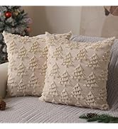 Allorry Christmas Pillow Covers 18x18 inch Set of 2 Christmas Decorations Soft Plush Faux Fur Bei...