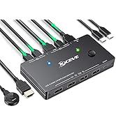 USB-C KVM Switch, 2 Ports KVM Switcher Support 4K@60Hz for 1 Type-C and 1 HDMI Computer to Share ...