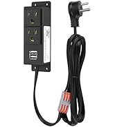 BTU Gun Safe Power Outlet Kit with USB, Wall Mount Power Strip with Flat Plug, 5.9ft Extension Co...