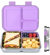 MaMix Stainless Steel Bento Lunch Box for Kids &amp; Adults - Leakproof 4.4 Cup Lunch Container with ...