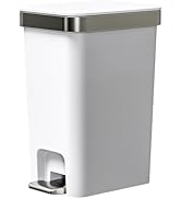 onlcuk Small Bathroom Trash Can with Lid Soft Close, 10 Liter/2.6 Gallon Slim Garbage Can-Metal S...