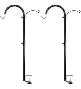 2 Pack Shepherds Hook Bird Feeder Poles, Weather-Resistant Plant and Bird Feeder Hanger with 2 Ho...