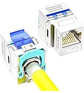 CNCOB Cat7 Short Keystone Jack Toolless FTP Shield 2 Pack Golded Plated Industrial Tool Free RJ45...