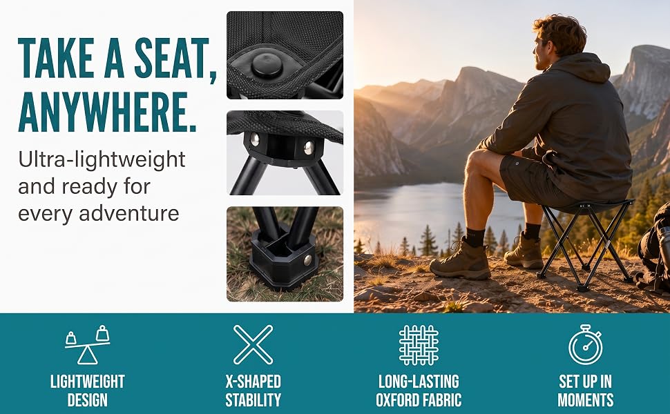 Ultra-lightweight camping stool with Oxford fabric X-frame