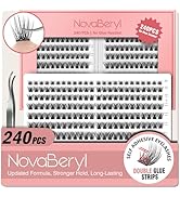 Self Adhesive Lash Clusters,Volume Eyelashes Cluster 240PCS,Double-Row Sticky Strips No Glue Need...