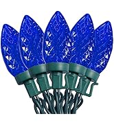 C9 Christmas Lights, 50 LEDs 24.5FT Faceted String Lights Connectable Commercial Grade Indoor Out...
