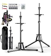 GSOW Wig Stand Tripod - Reinforced Metal Mannequin Head Stand with Tool Tray, Adjustable Height 3...