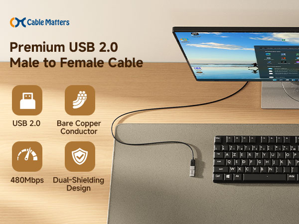 Cable Matters USB extension cable for connectivity between computers, tablets, and peripherals