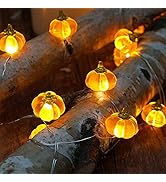 BOHON Halloween Lights 3D Jack-o-Lantern 10ft 30 LEDs Pumpkin String Lights Battery Powered Orang...