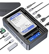 ORICO USB-C Docking Station with Dual Hard Drive Enclosure, 12-in-1 USB C Hub Fits M.2 NVMe/SATA ...