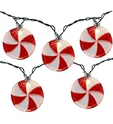 8.5Ft Christmas Candy Light, Christmas Decorations String Lights with 10 Red White Candy Bulbs, P...