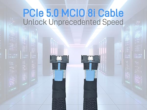 LetLinkSo Gen5 PCIe 5.0 MCIO 8i to MCIO x8 Extension Cable Straight Male SFF-TA-1016 74pin