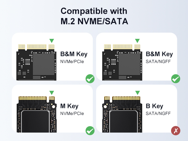 M.2 SSD Enclosure for NVME &amp; SATA, USB A to USB C M.2 SSD Enclosure
