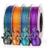AMOLEN Silk PLA Filament 1.75mm, Triple Colors 3D Printer Filament Bundle, Shiny 3D Printer Filam...