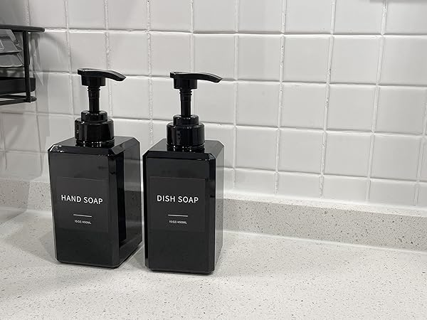 Thickened plastic soap dispenser with waterproof labels