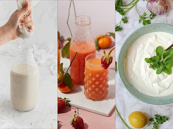 making milk yogurt juicing
