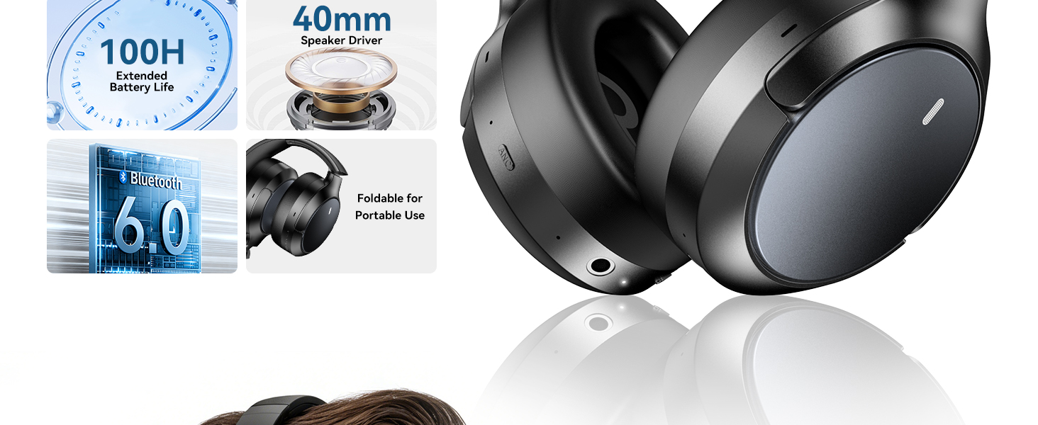 100h playtime 6 ENC clear call mic headphone