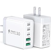 USB C Charger Block, [2-Pack] 50W 5 Port Fast Charging Blocks Cube Brick, Power Adapter 3 USB-C 2...