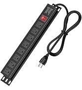 Heavy Duty Power Strip,8 Outlet Metal Power Strip Wall Mount, 1.6 inch Wide Spaced Industrial Sur...