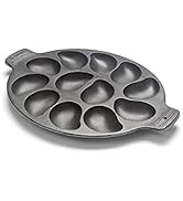 Outset 76225 Cast Iron Oyster Grill Pan, 12 Cavities, Black