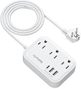 European Travel Plug Adapter with USB C, US to Europe Plug Adapter with 3 AC Outlets 3 USB Ports,...