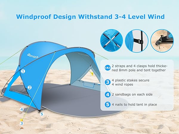 windproof sun shelter for beach