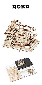 ROKR 3D Wooden Puzzles Marble Run Set - Mechanical Model Kit for Adults DIY Roller Coaster Toys Gift...