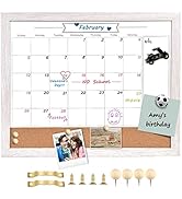 Dry Erase Calendar Whiteboard for Wall, Small Combination Magnetic Dry Erase White Board &amp; Bullet...