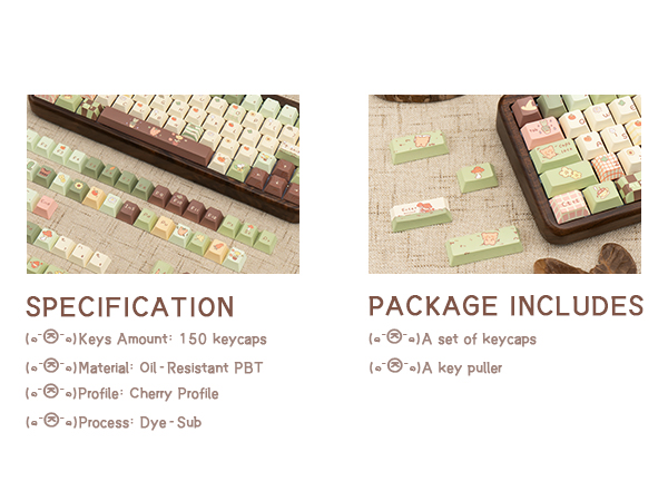 Cute Keycaps, Dye Sublimation PBT Customized keycaps, Cherry Profile Keycaps Cartoon Bear Keycap Set