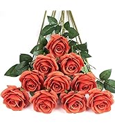 DuHouse 10pcs Fake Roses Artificial Silk Flowers Faux Rose Flower Long Stems Bouquet for Arrangem...