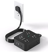 Power Strip Surge Protector, HANYCONY 5Ft Ultra Thin Flat Extension Cord with Multiple Outlets, 8...