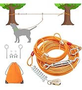 IPRAVOCI 100FT Dog Tie Out Cable, Heavy Duty Dog Runner Cable Lead for Yard, Chew Proof Trolley R...