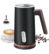 Electric Milk Frother and Steamer, 4-in-1 Milk Steamer with Wood Elements Design, Automatic Hot &amp;...
