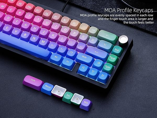 PBT Keycaps, Gradient Custom Cute Keycaps for Mechanical Keyboard MOA Profile Keycap