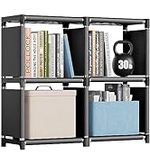 Mavivegue Book Shelf, 4 Cube Storage Organizer, DIY Bookcase, Metal Cube Bookshelf,Book case for ...