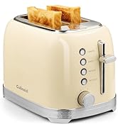Culinaid Toaster 2 Slice Retro Stainless Steel with 1.5” Extra Wide Slots Bagel, Defrost, Reheat,...